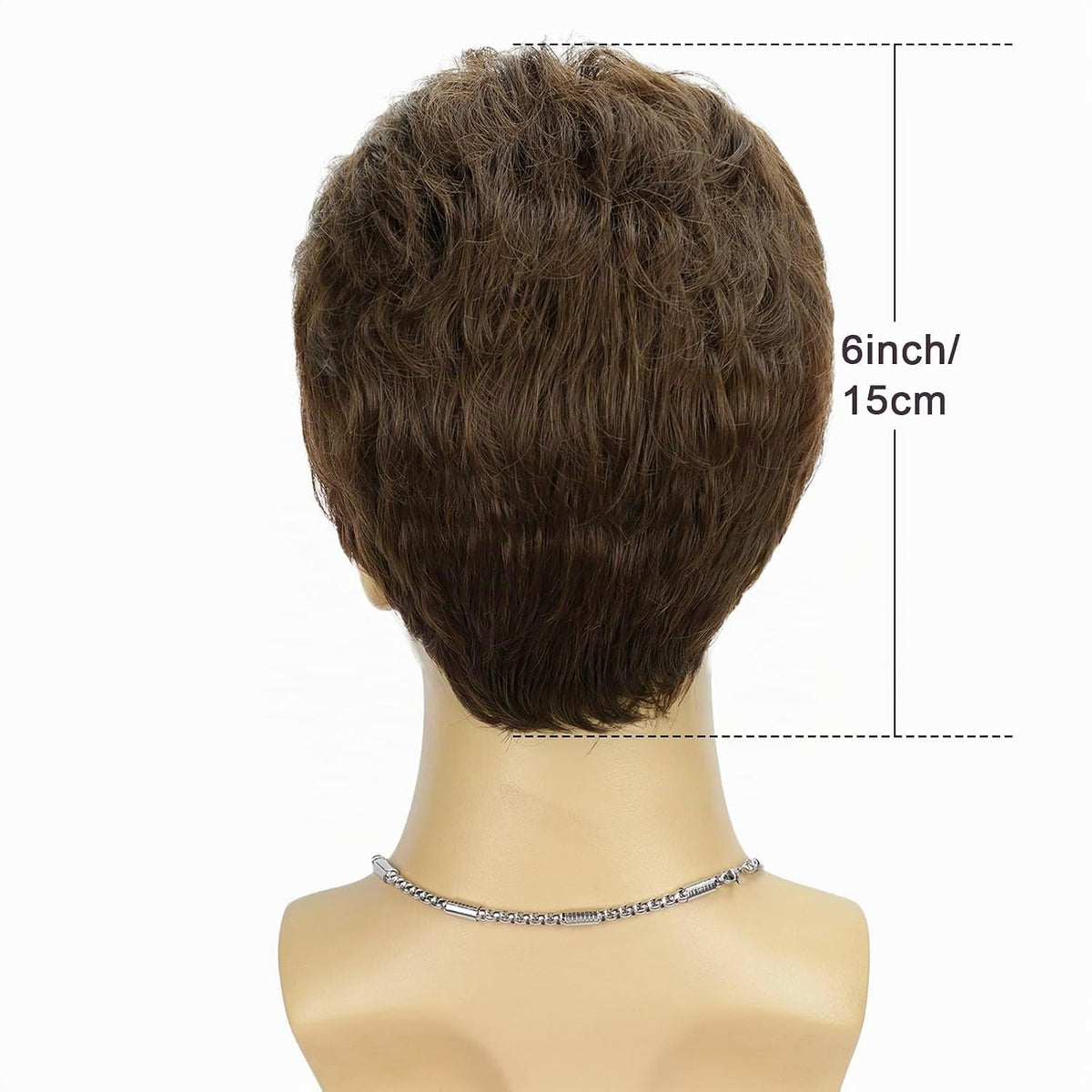 DDHAIR Peluca corta marrón para hombre, peluca esponjosa en capas n...