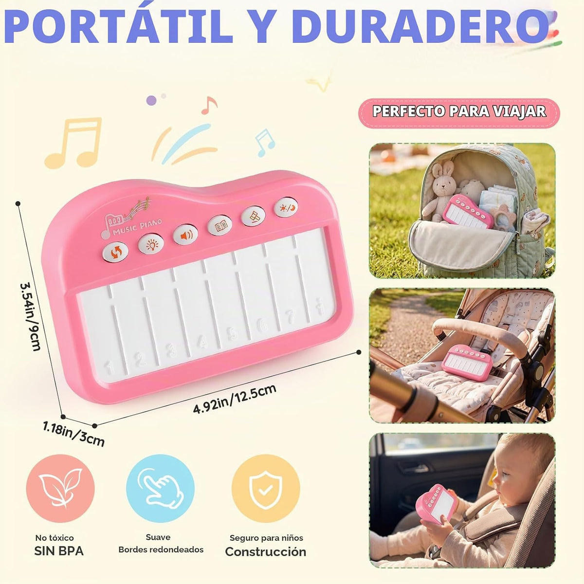 Piano de bebé Touch-Play, piano musical iluminado de juguete de reg...