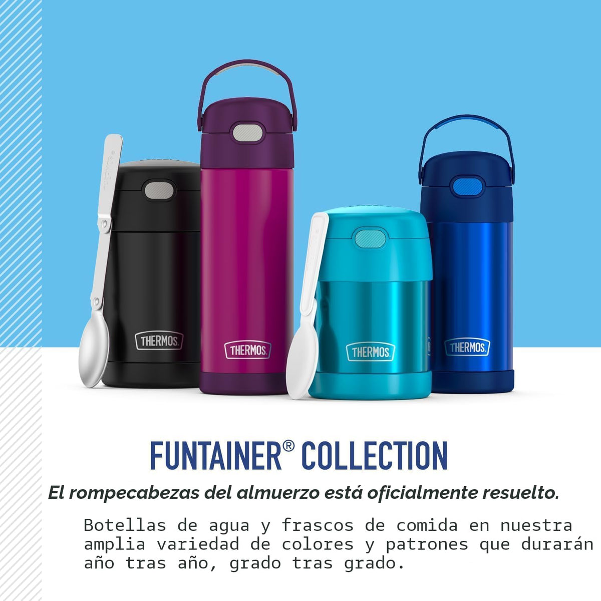 THERMOS FUNTAINER - Botella aislada al vacío de acero inoxidable de...