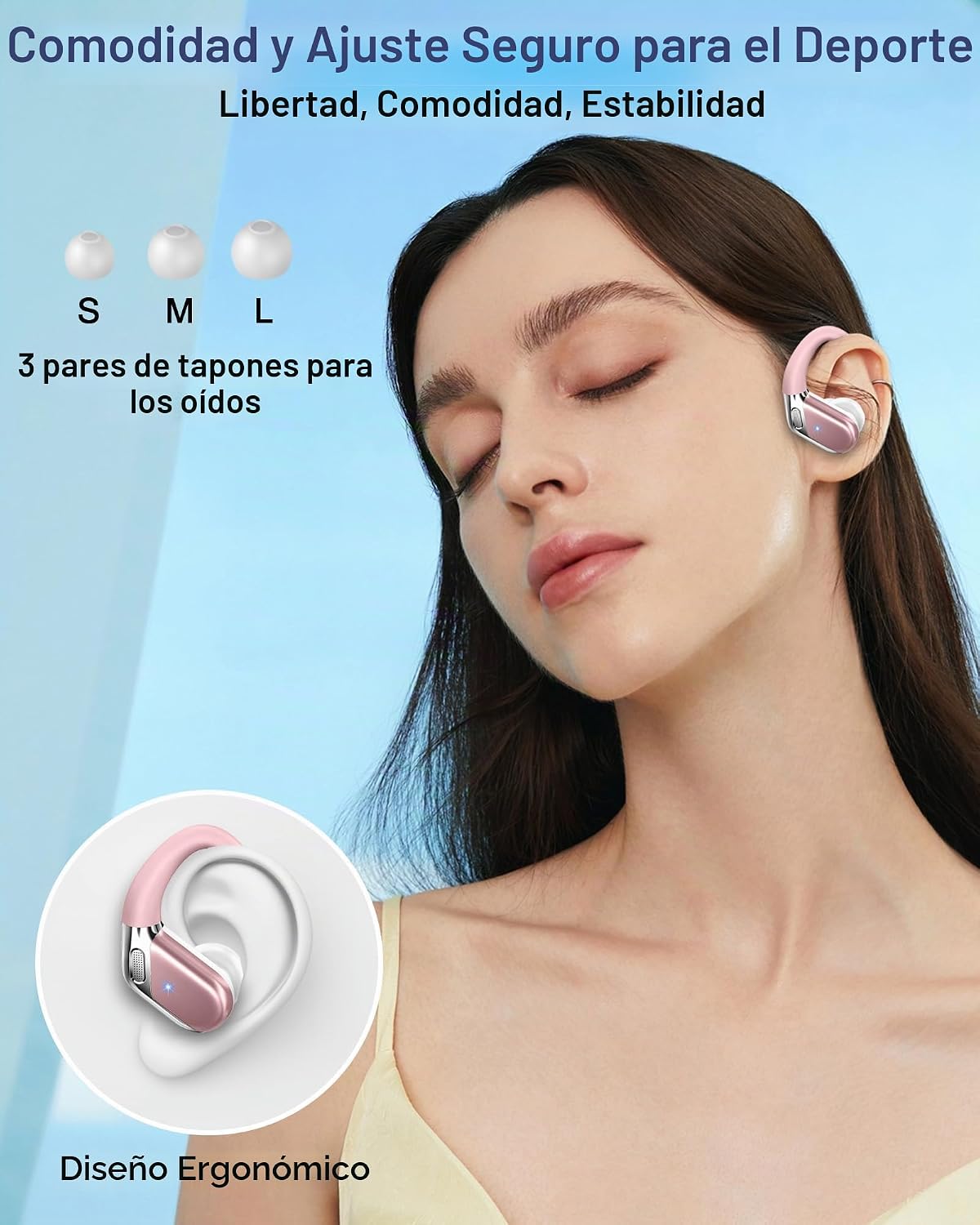 Auriculares inalámbricos, Bluetooth 5.4 deportivos, sonido de grave...