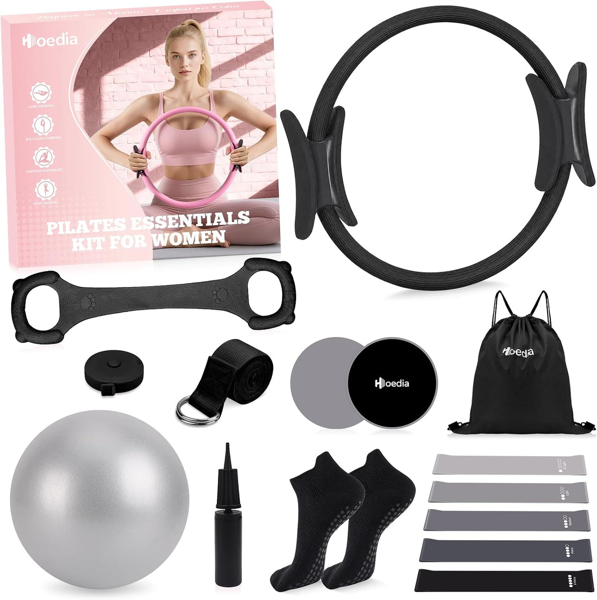 Hoedia Kit de Pilates de 17 Piezas para Mujeres, Equipo de Pilates...