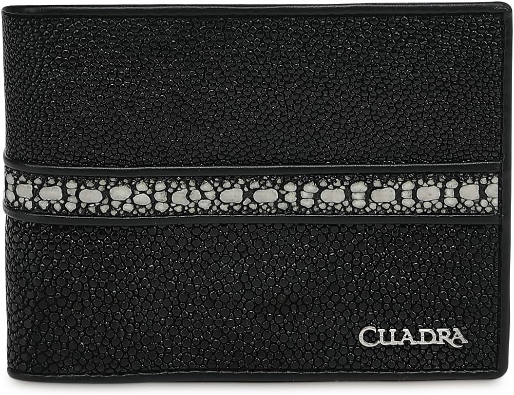 Cuadra Billetera de cuero de rayas negras para hombre con tira de c...