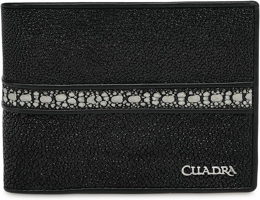 Cuadra Billetera de cuero de rayas negras para hombre con tira de c...