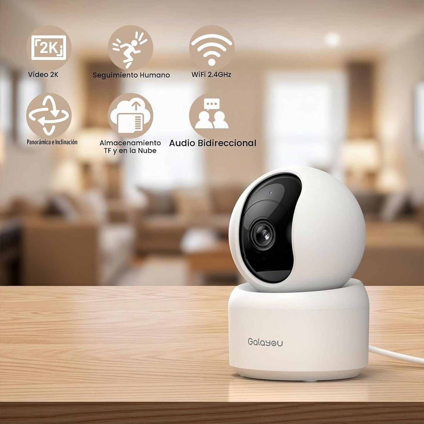 GALAYOU Cámaras interiores para seguridad en el hogar con seguimien...