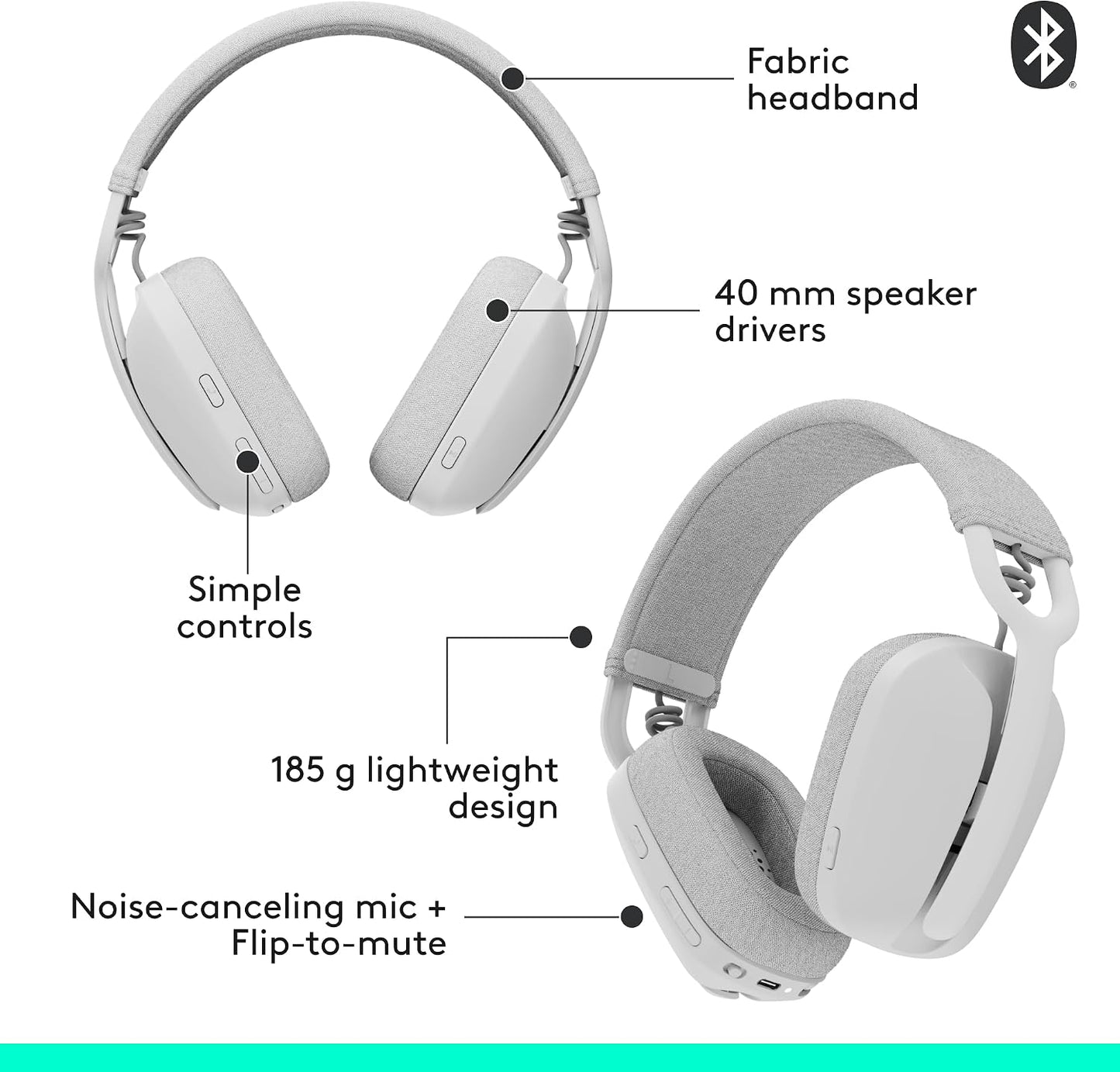 Logitech Zone Vibe 100 Auriculares inalámbricos sobre la oreja - Bl...