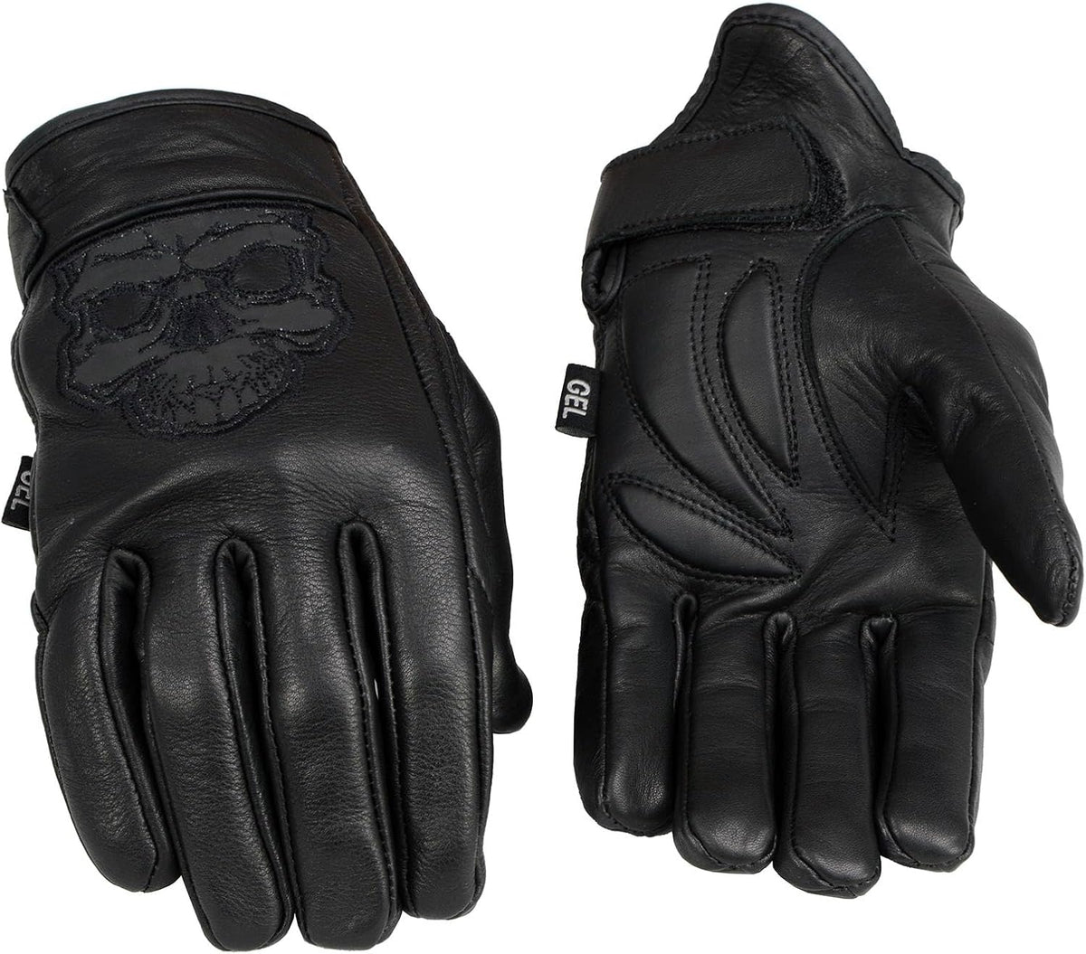 Milwaukee Leather Guantes de piel para hombre "Calavera reflect...