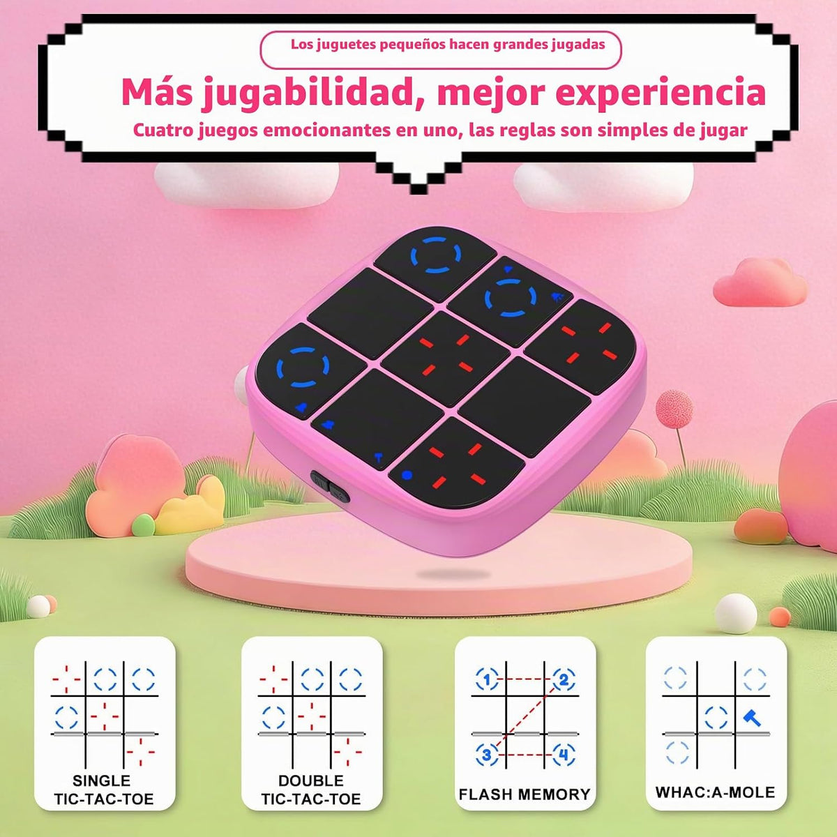 KOQQQ Juego de pernos recargables Tic-Tac-Toe, consola de rompecabe...