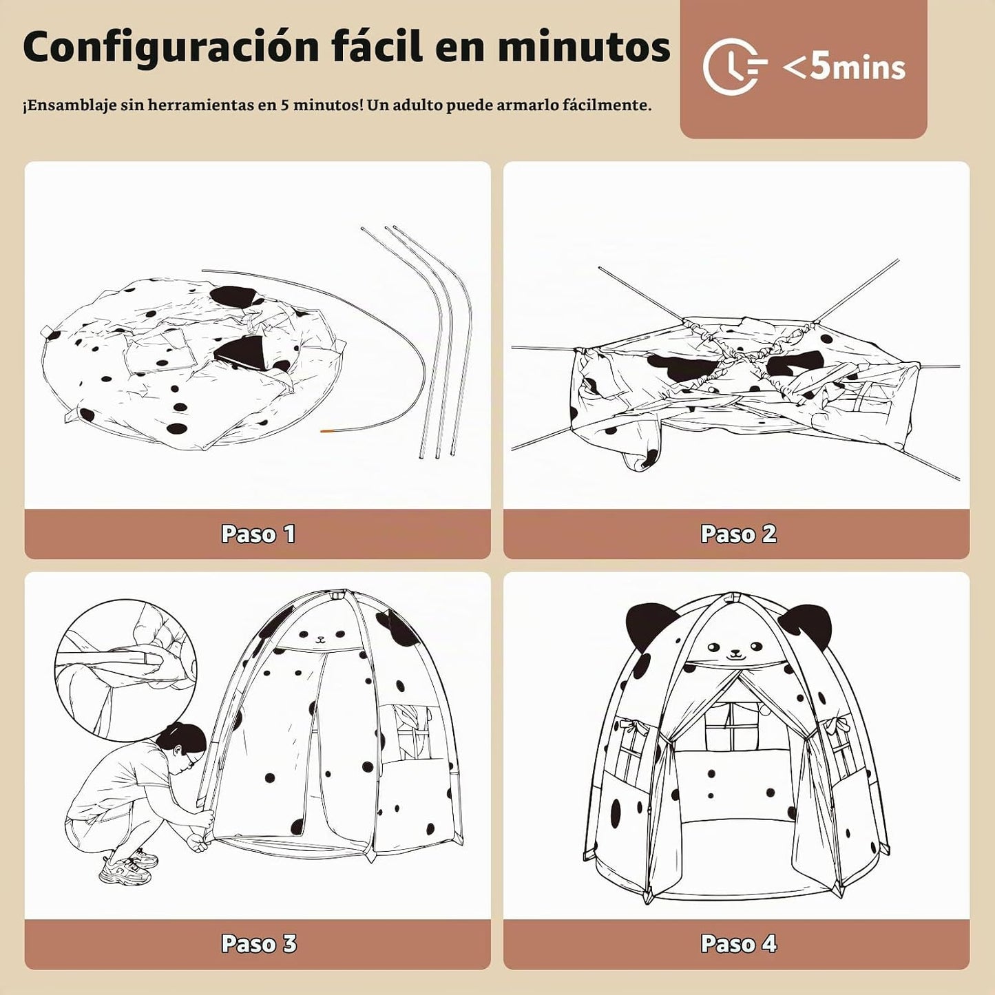 Tienda de campaña para niños con diseño de ratón pequeño, casa de j...