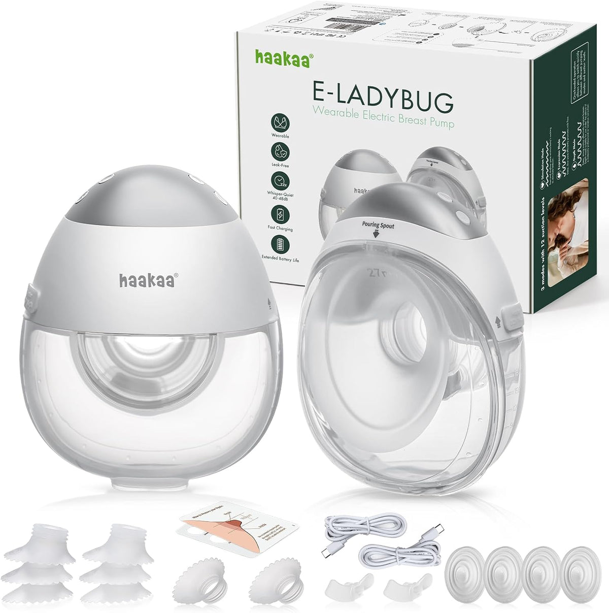 haakaa E-Ladybug - Extractor de leche eléctrico portátil \u2013 Bom...
