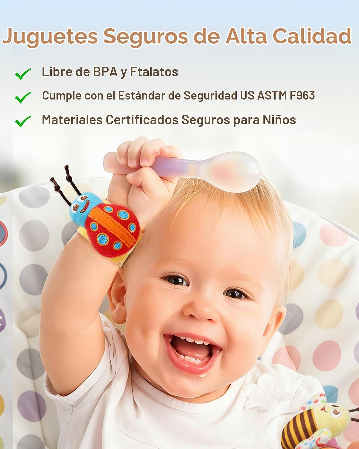 Bloobloomax Juguetes de sonajeros para bebés de 0 a 12 meses, jugue...