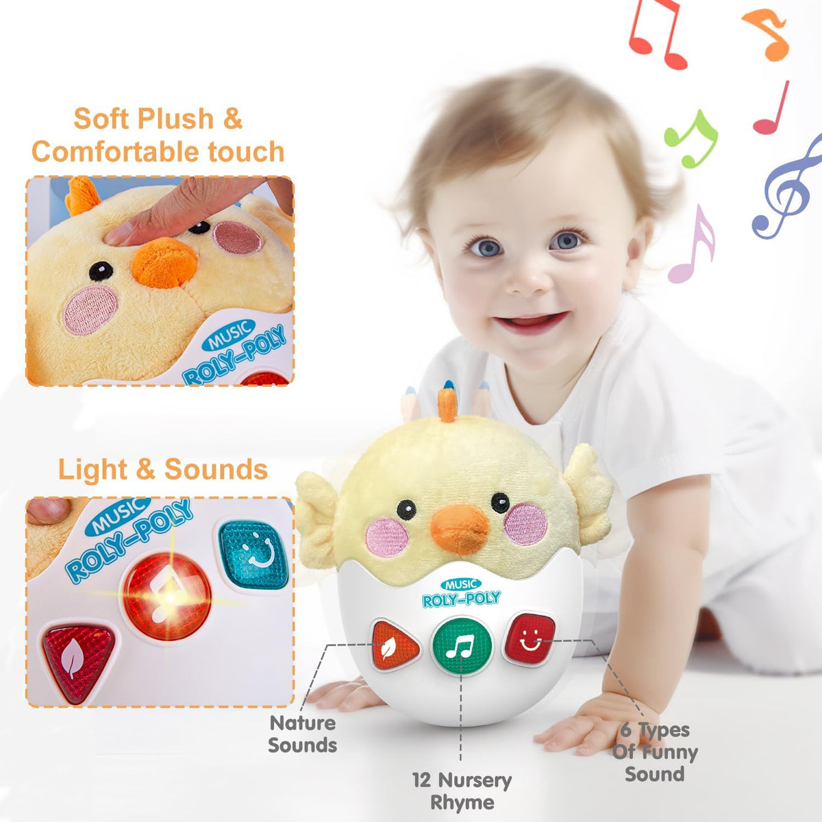 LTKFFFdp Juguetes para bebés de 1 a 3 años, juguete musical de felp...