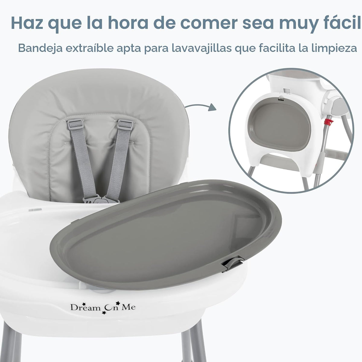 Dream On Me Silla alta portátil 2 en 1, silla alta compacta convert...
