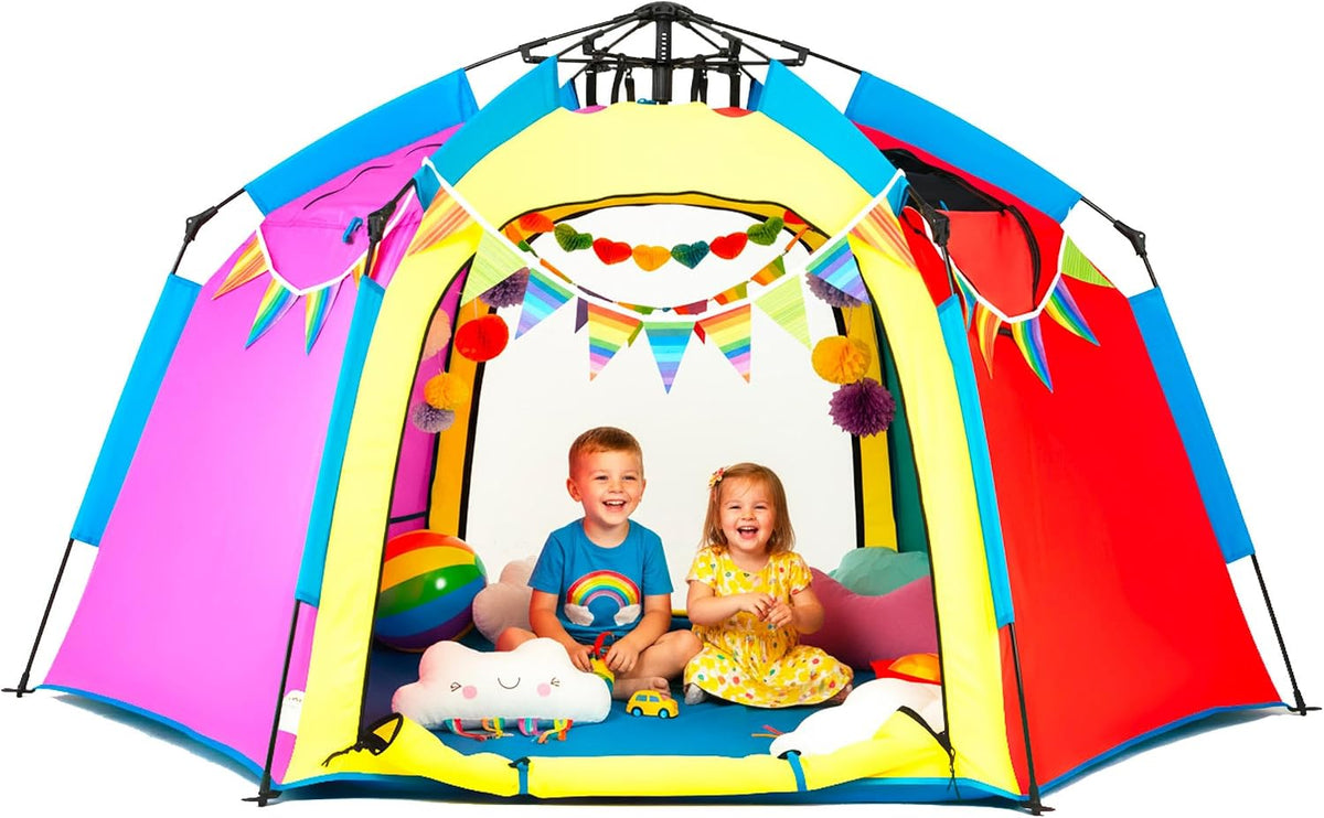 Tienda de campaña hexagonal portátil para niños con tira de luces L...