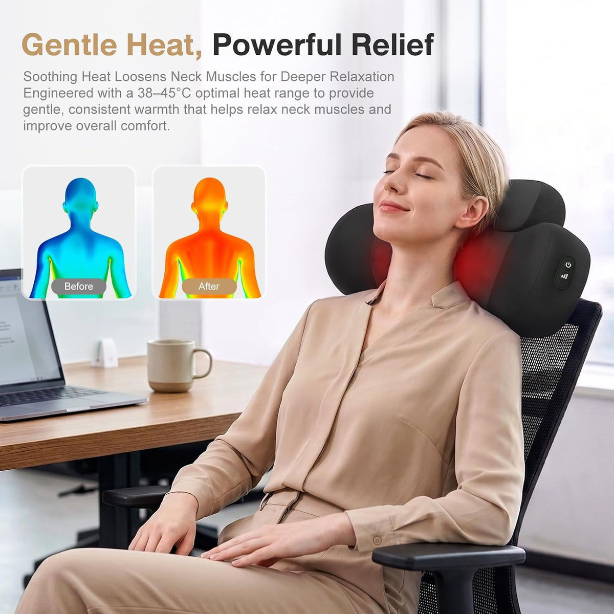 Masajeador de cuello Shiatsu 3 en 1 mejorado con calor para aliviar...