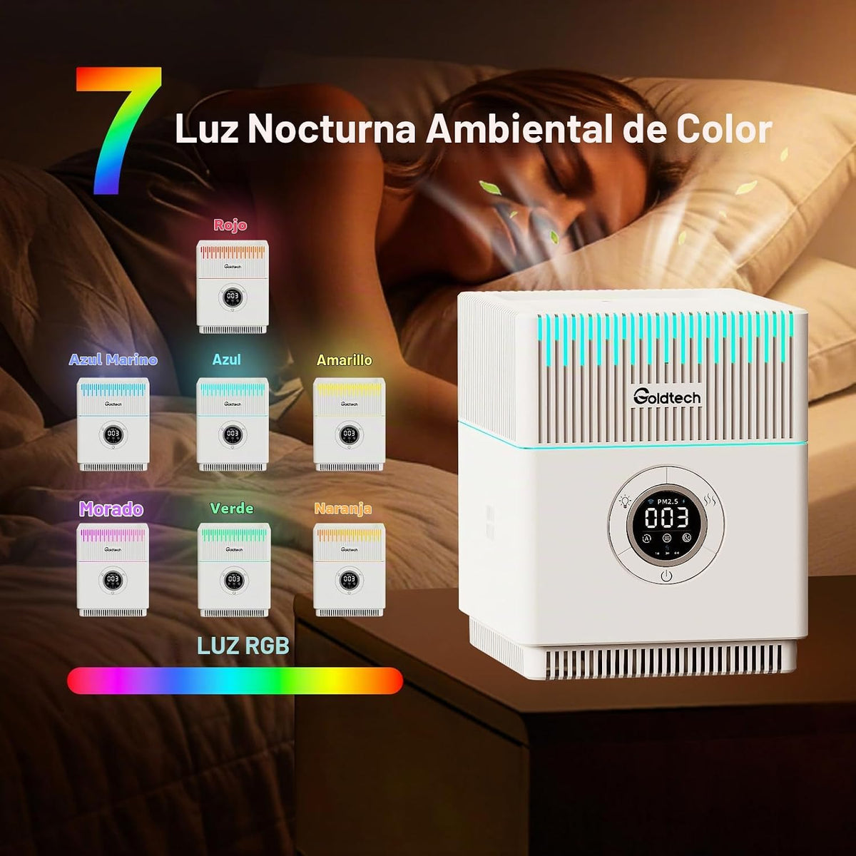Goldtech Combo de purificador de aire y humidificador para dormitor...