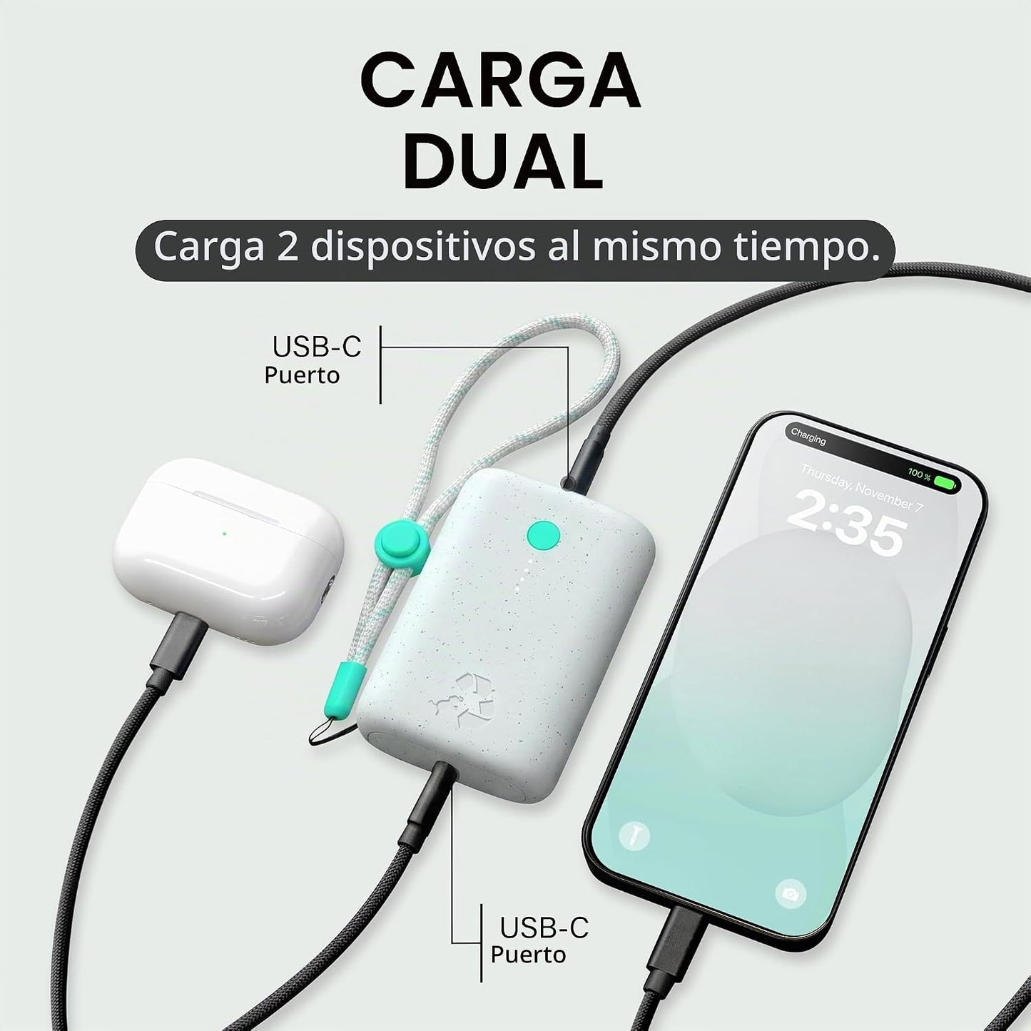 Nimble Champ Cargador Portátil, Batería Externa de 10,000mAh Carga...