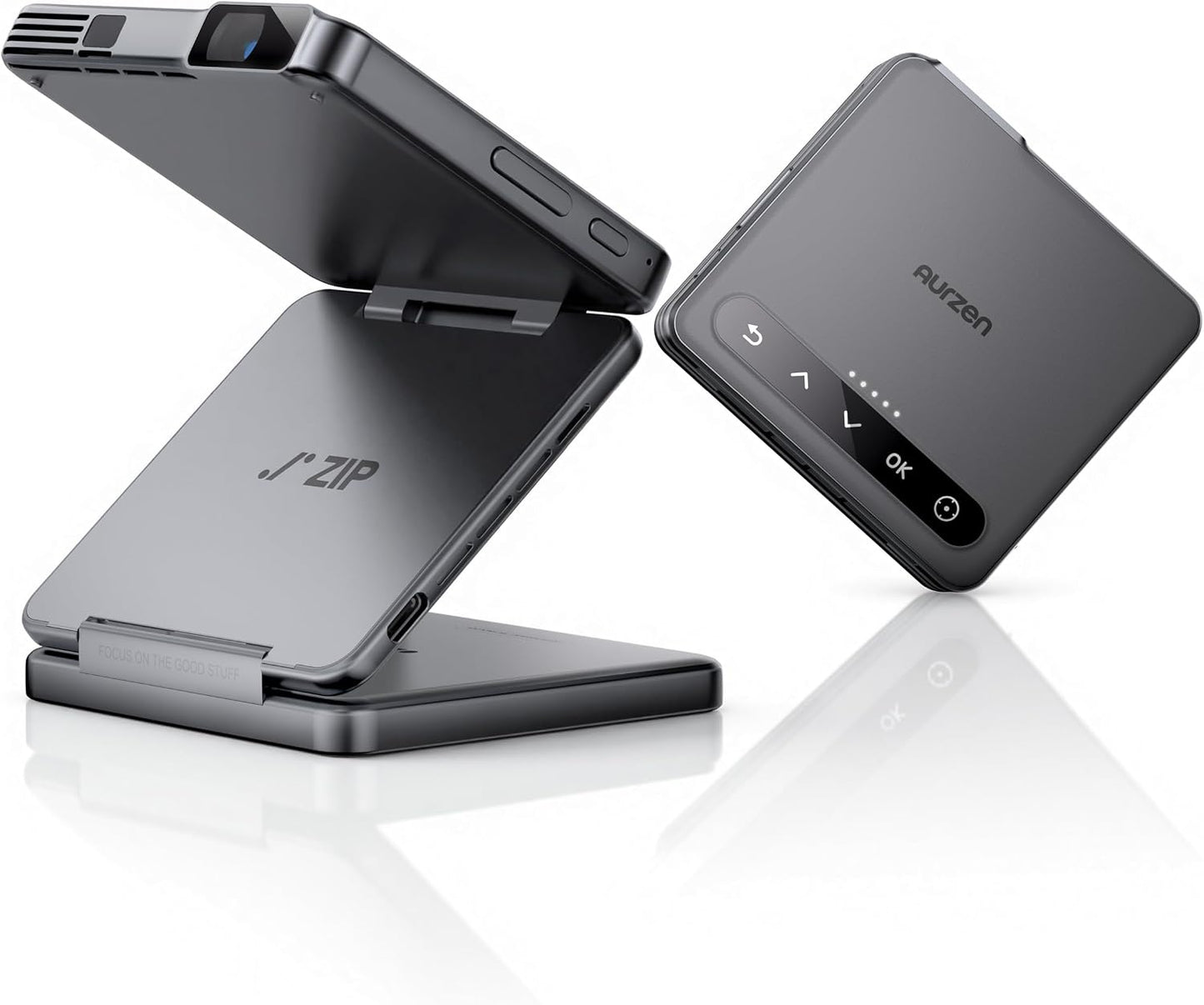Aurzen ZIP - Mini proyector DLP de bolsillo de tres pliegues, peque...