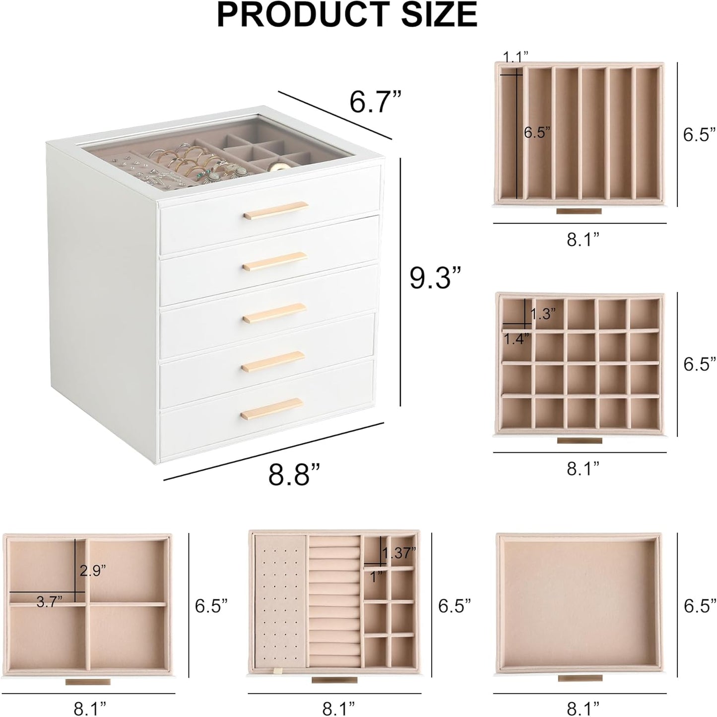Caja de joyería Frebeauty con tapa transparente, organizador de joy...