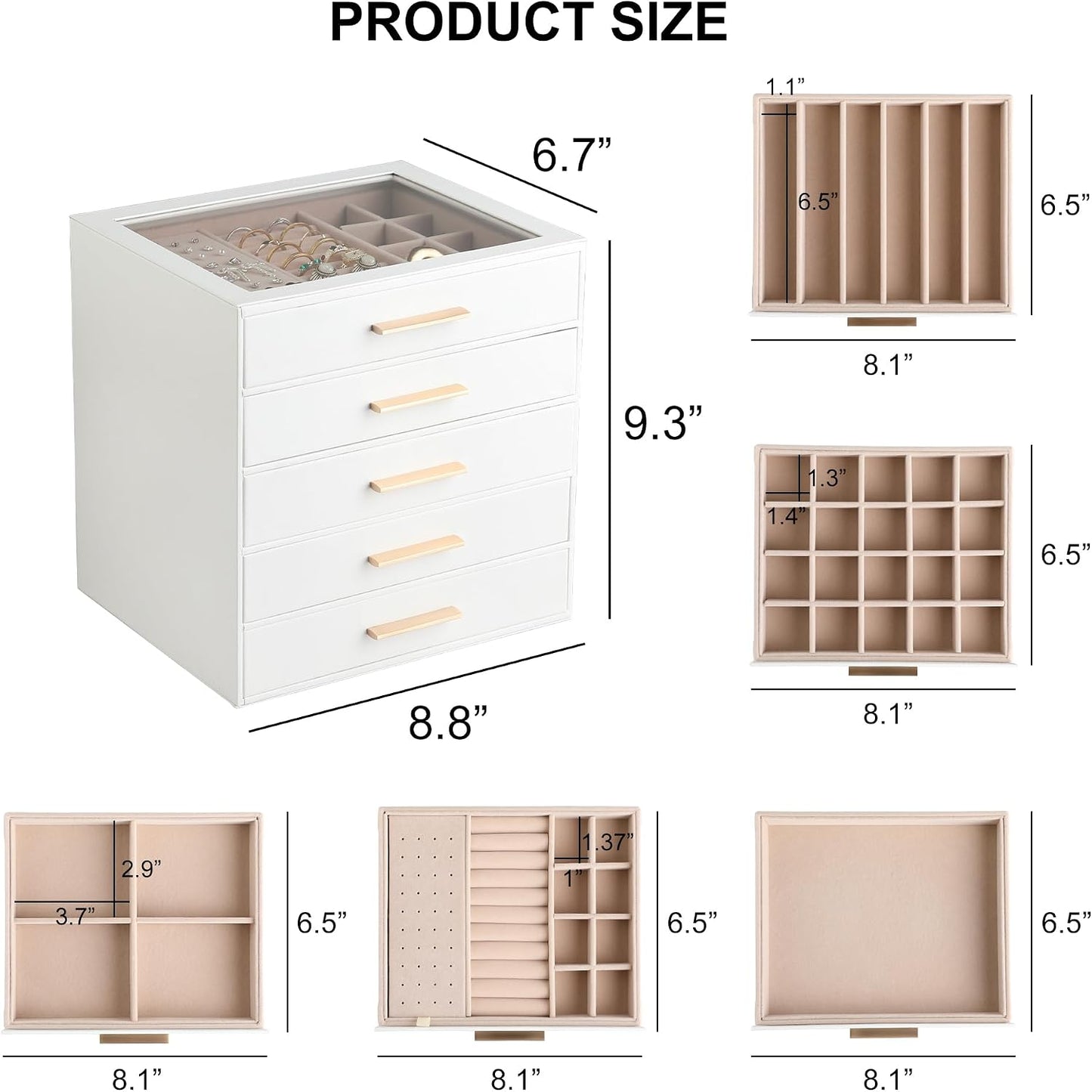 Caja de joyería Frebeauty con tapa transparente, organizador de joy...