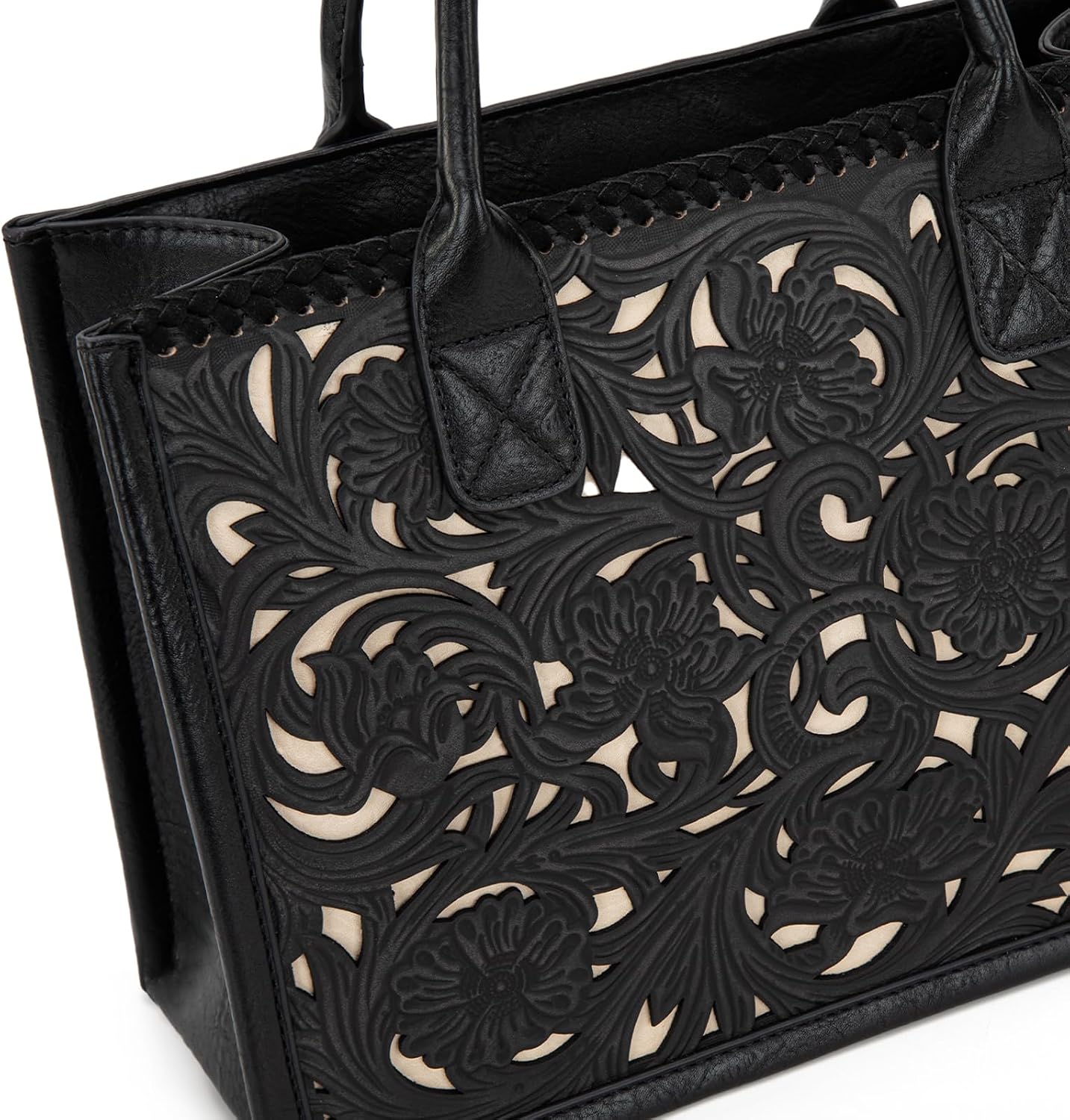 Trinity Ranch Bolsas tote para mujer con diseño floral repujado y f...