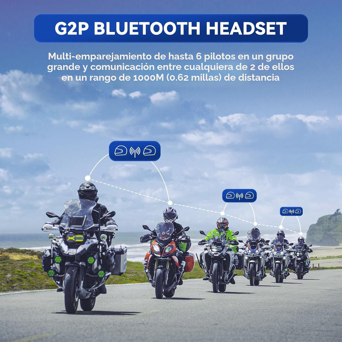 LEXIN G2P Auriculares Bluetooth para Casco de Motocicleta, Sistemas...