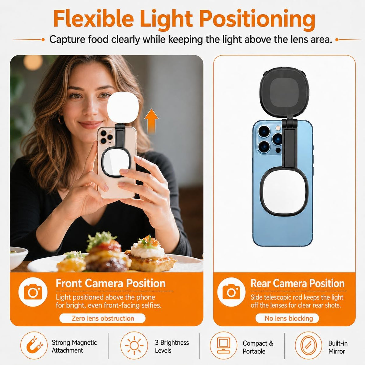 Luz magnética para selfie compatible con MagSafe, luz LED plegable...