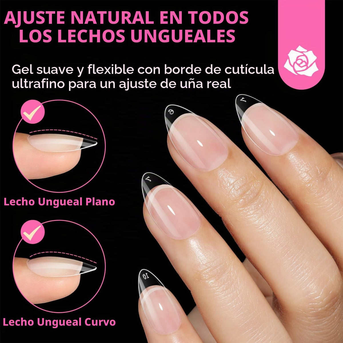 UNA GELLA Puntas de uñas cortas de almendra: 504 PCS uñas postizas...