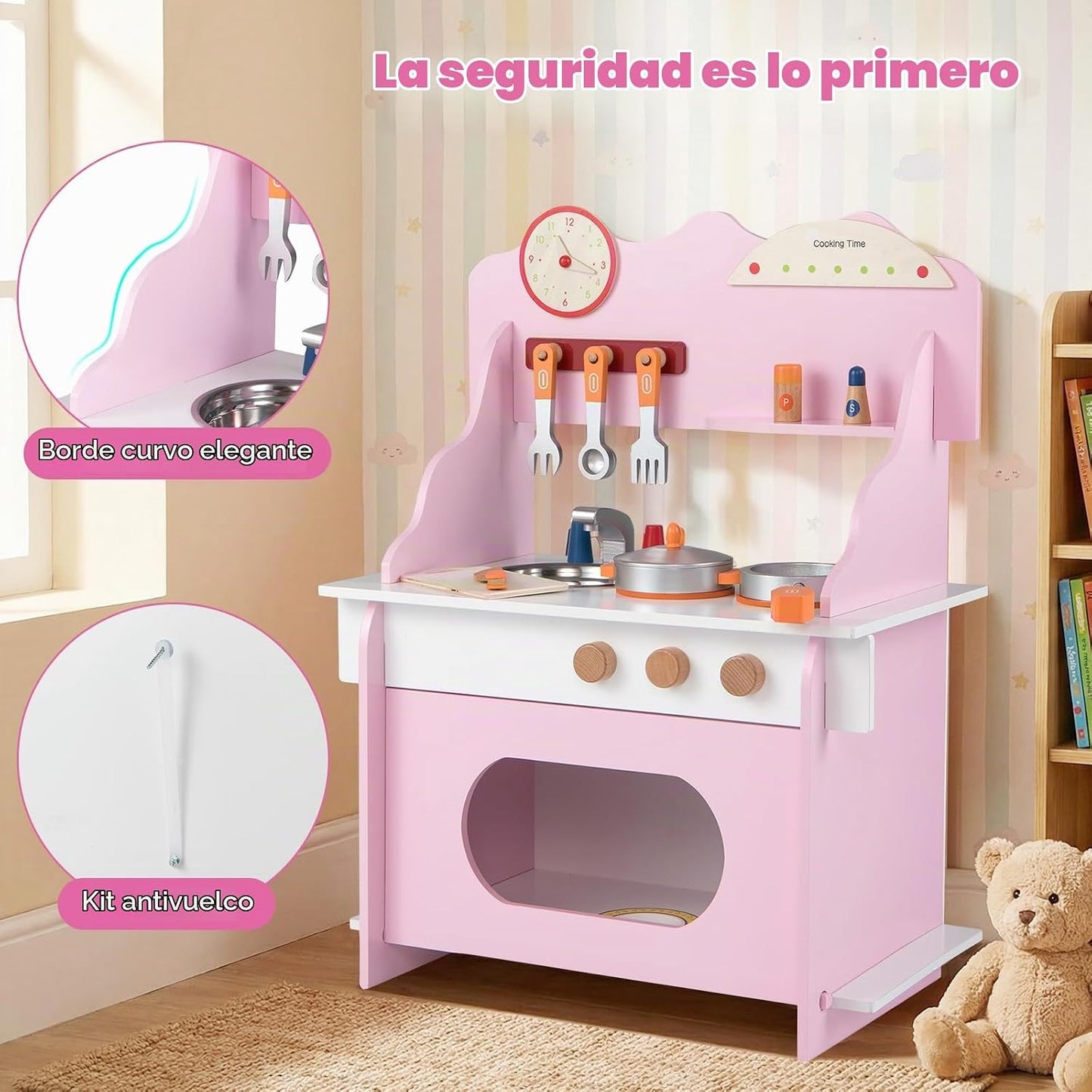 HONEY JOY Juego de cocina para niños pequeños, juego de cocina de m...