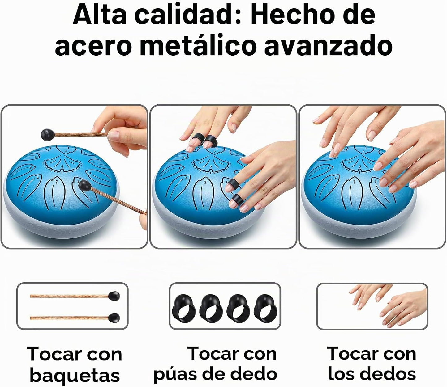 Tambor de lengua de acero 6 pulgadas 11 notas instrumento musical,...