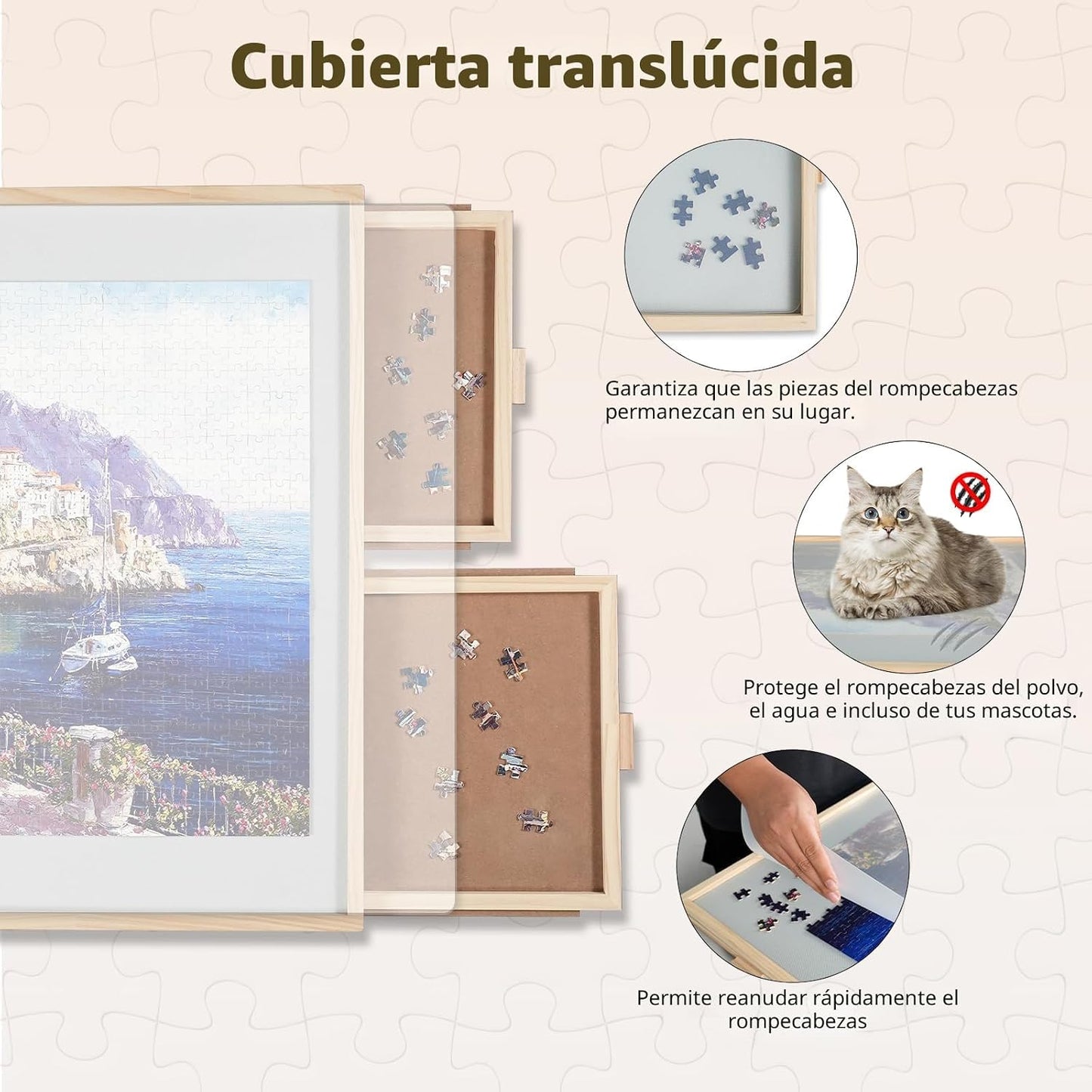 ALL4JIG - Tabla de rompecabezas de madera de 2000 piezas, 2 en 1, c...