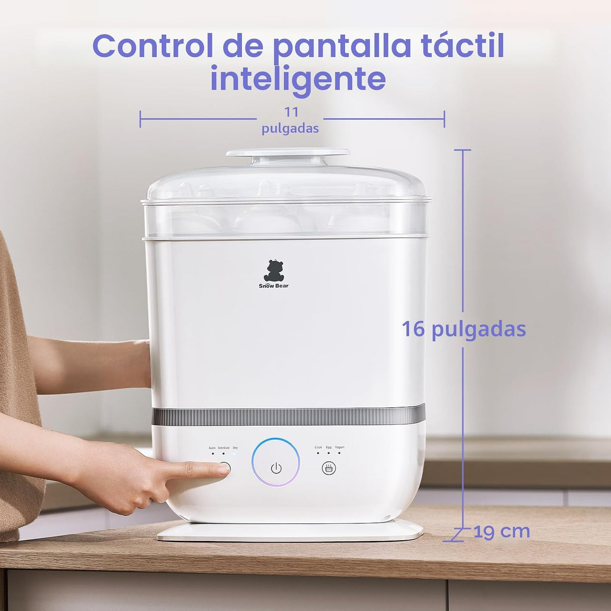 Esterilizador y secador de biberones Snow Bear con pantalla táctil,...