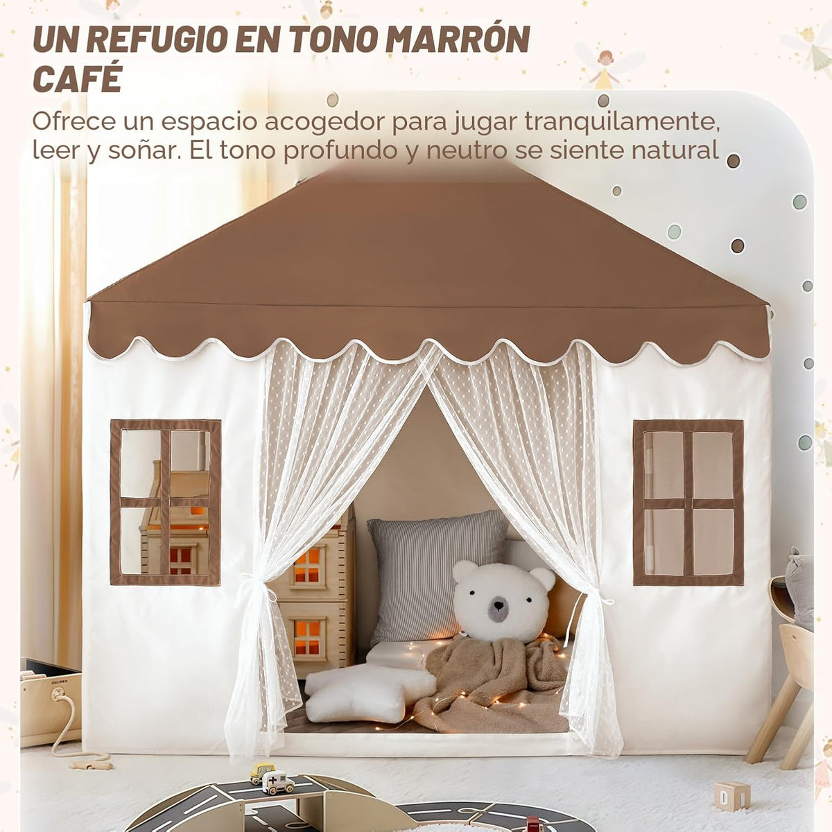 Tienda de campaña para niños con alfombra, tienda de campaña grande...