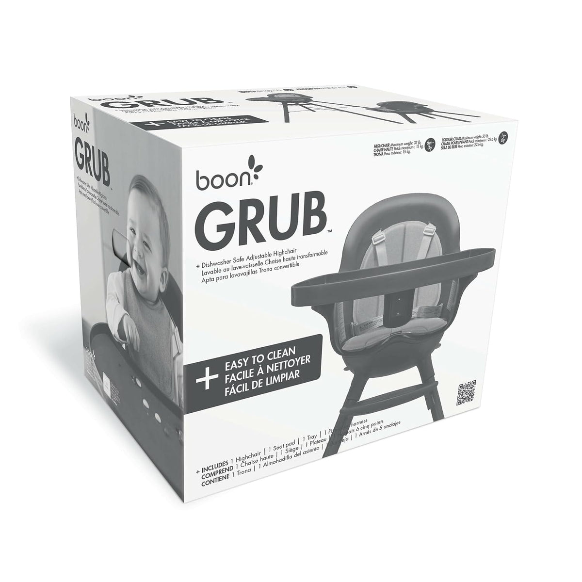 Boon GRUB Silla alta ajustable para bebé, silla alta convertible y...