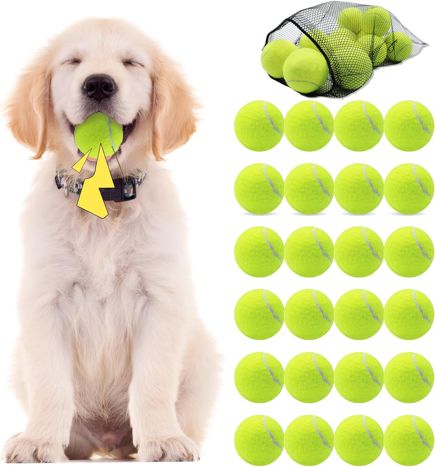 Swingers Pelotas de tenis chirriantes para perros, pelotas de tenis...