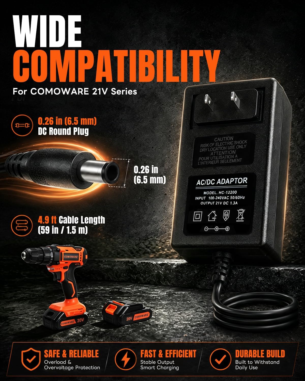 COMOWARE Cargador rápido de 20 V, adaptador de cargador oficial de...