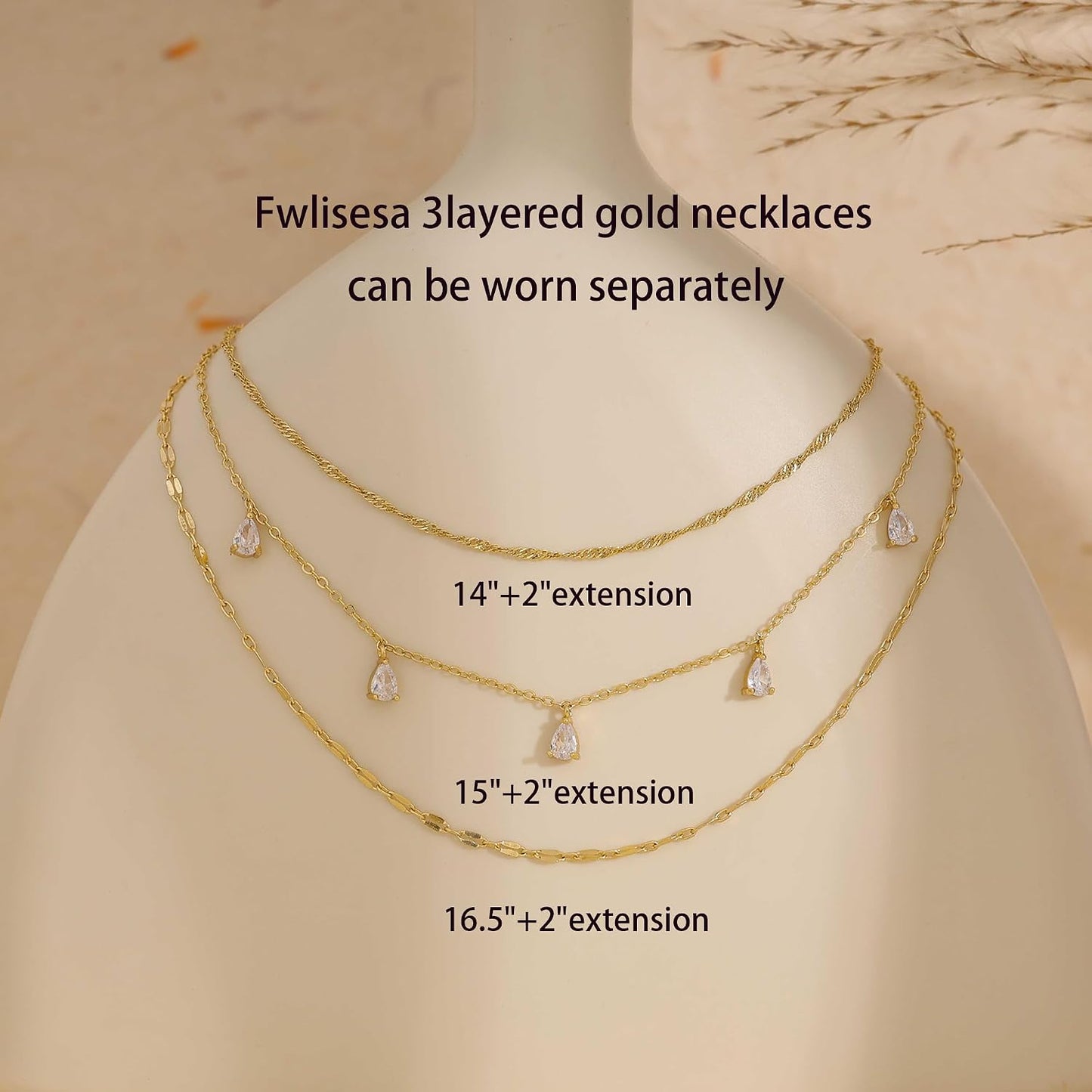 Fwlisesa Collares en capas para mujer, conjunto de collares de oro...
