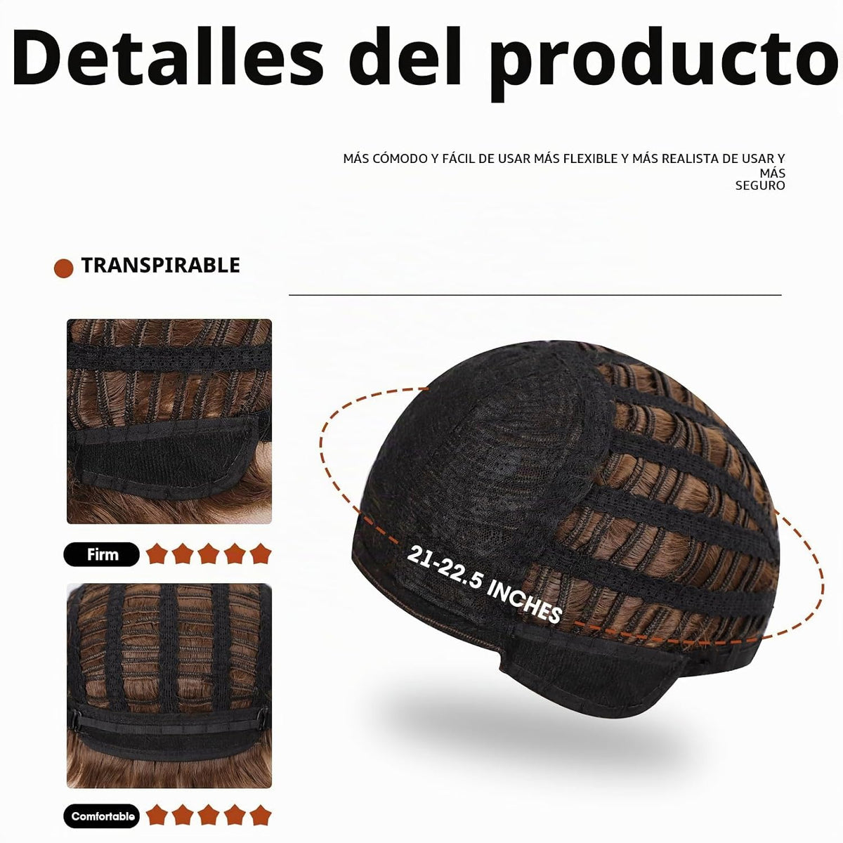 BCHR Peluca marrón para hombre, pelucas cortas para hombre, pelucas...
