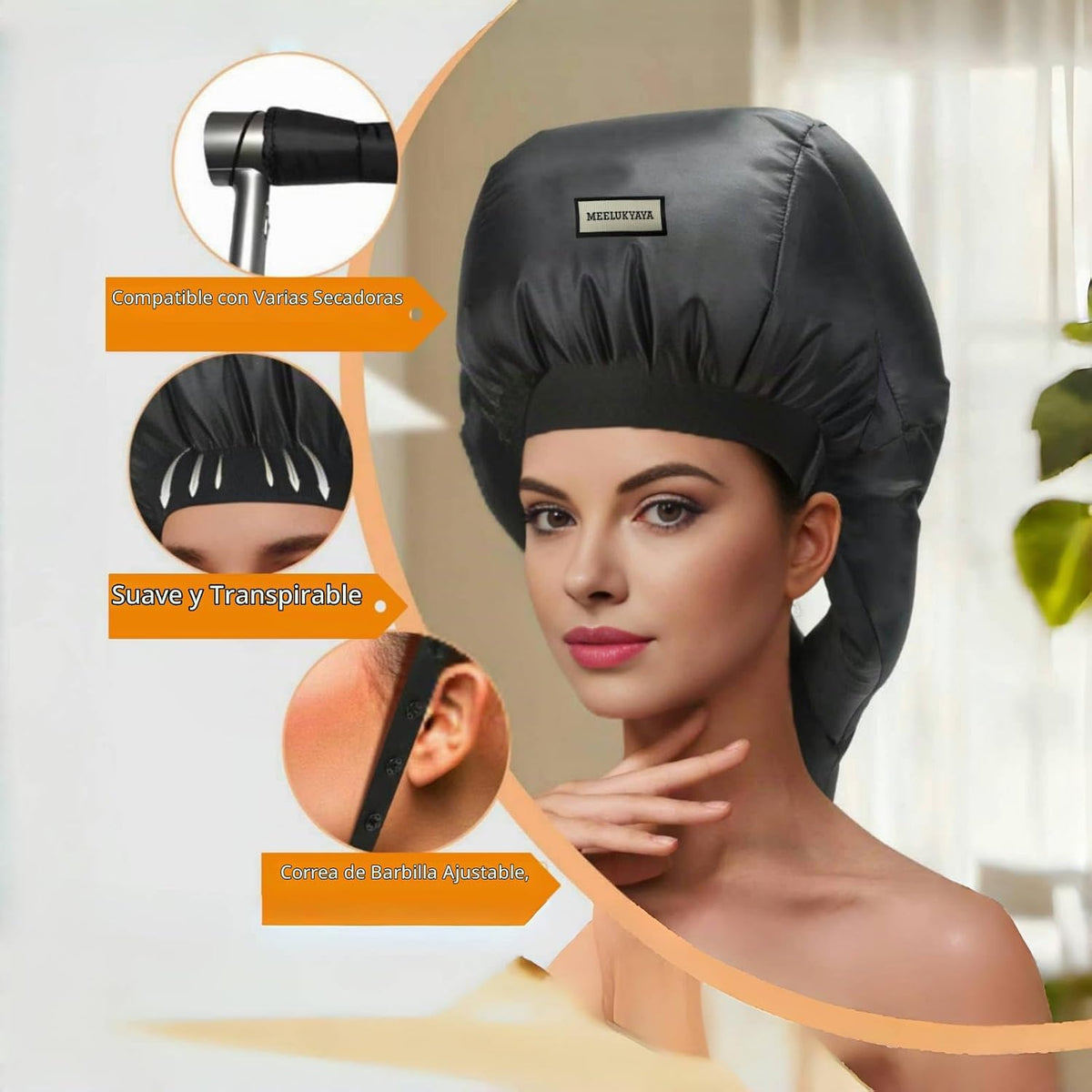 Secador de Cabello con Casco para Cabello Rizado, Tubos Dobles Mejo...