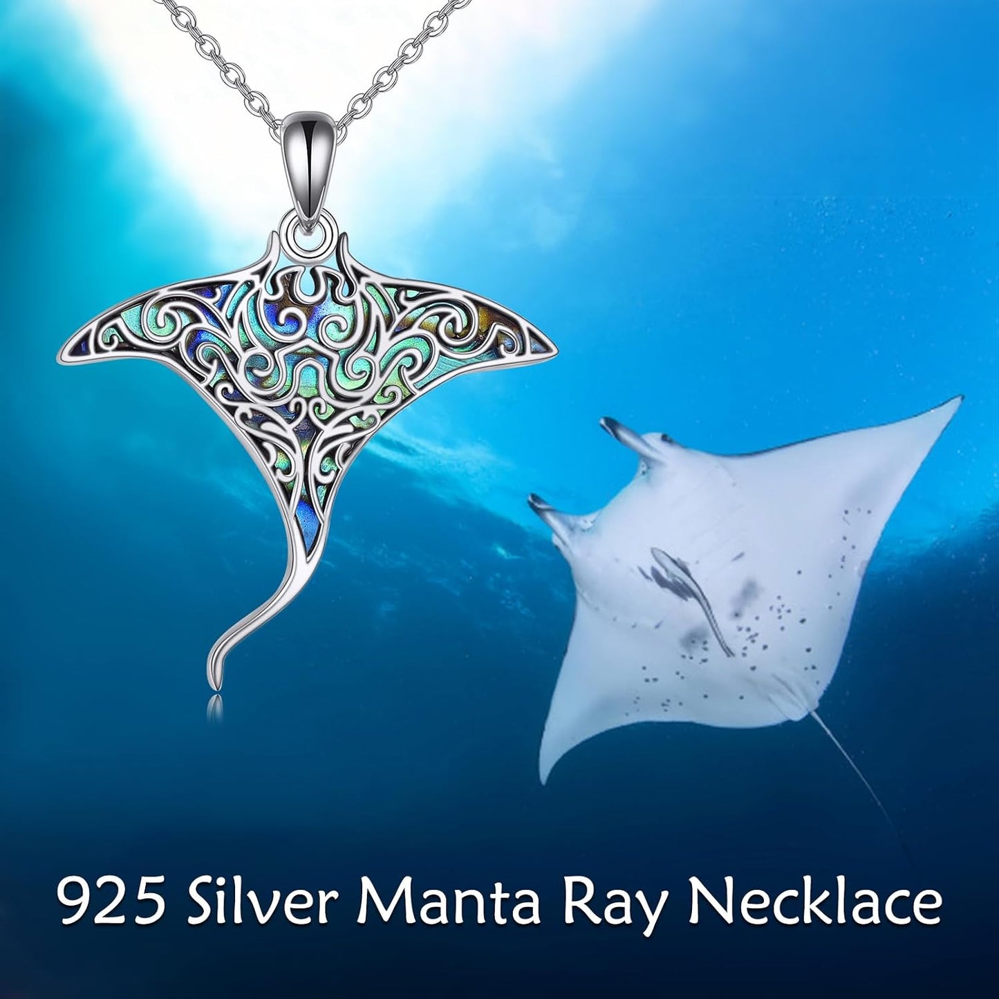 URONE Collar de plata de ley 925 con diseño de animales del océano,...