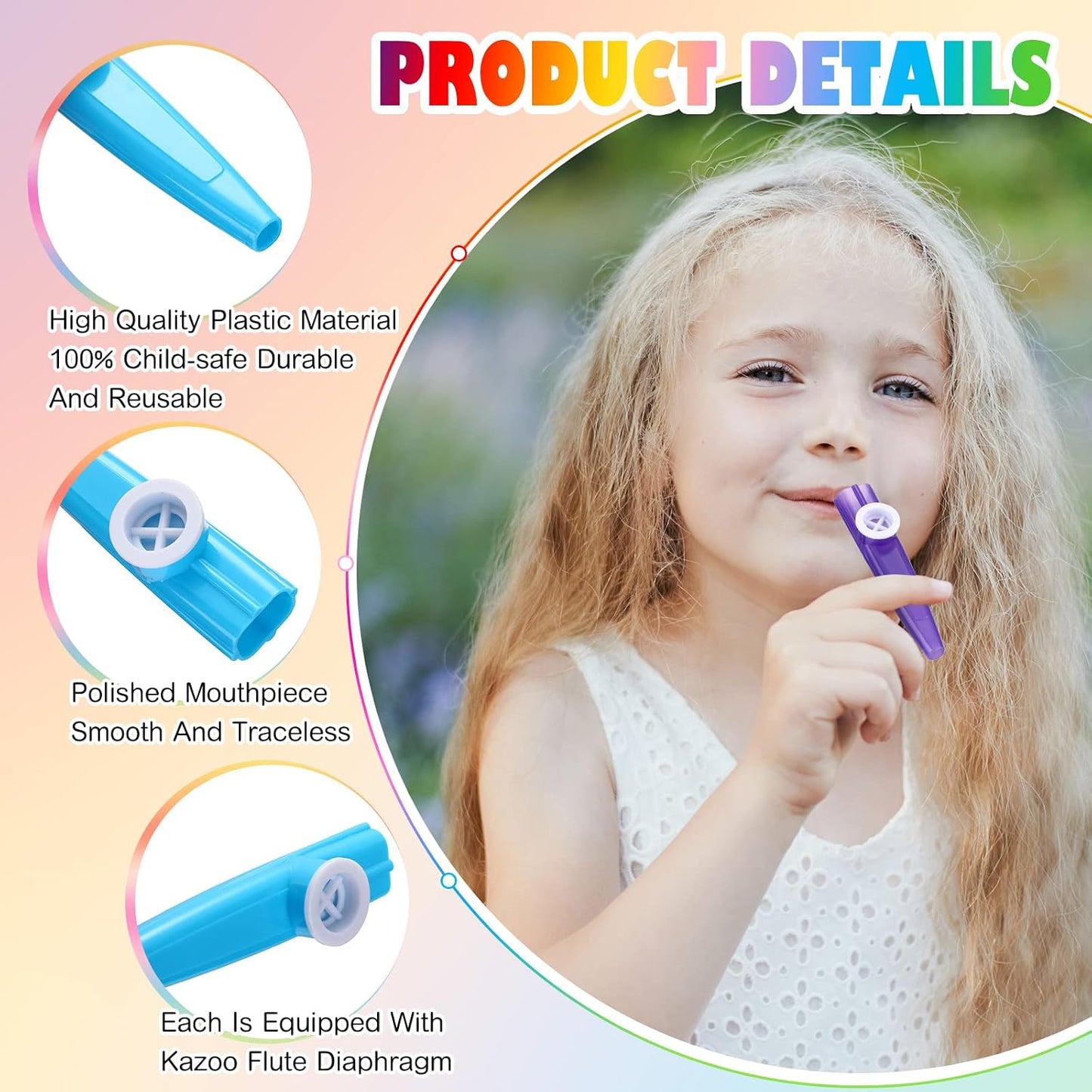 Blulu Paquete de 24 piezas de 8 colores de Kazoos de fiesta, paquet...