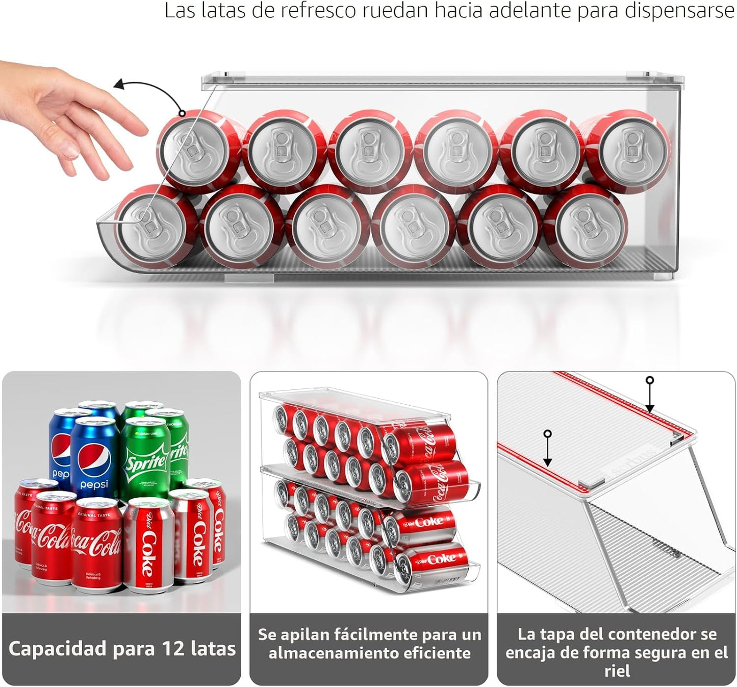 Sorbus Organizador de latas de soda para refrigerador, dispensador...