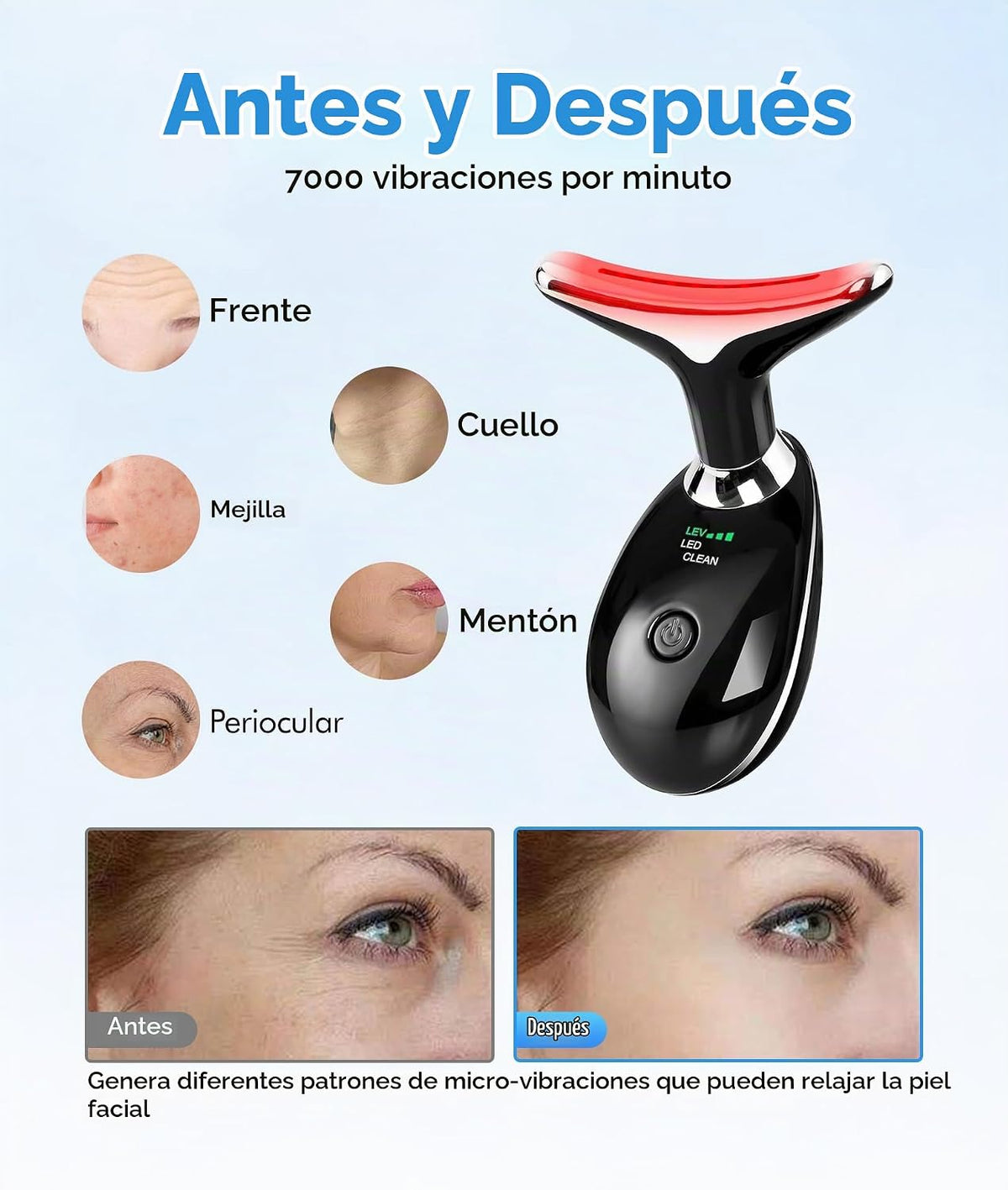 SDKWDH Terapia de Luz Roja para Cara y Cuello, Herramienta de Masaj...