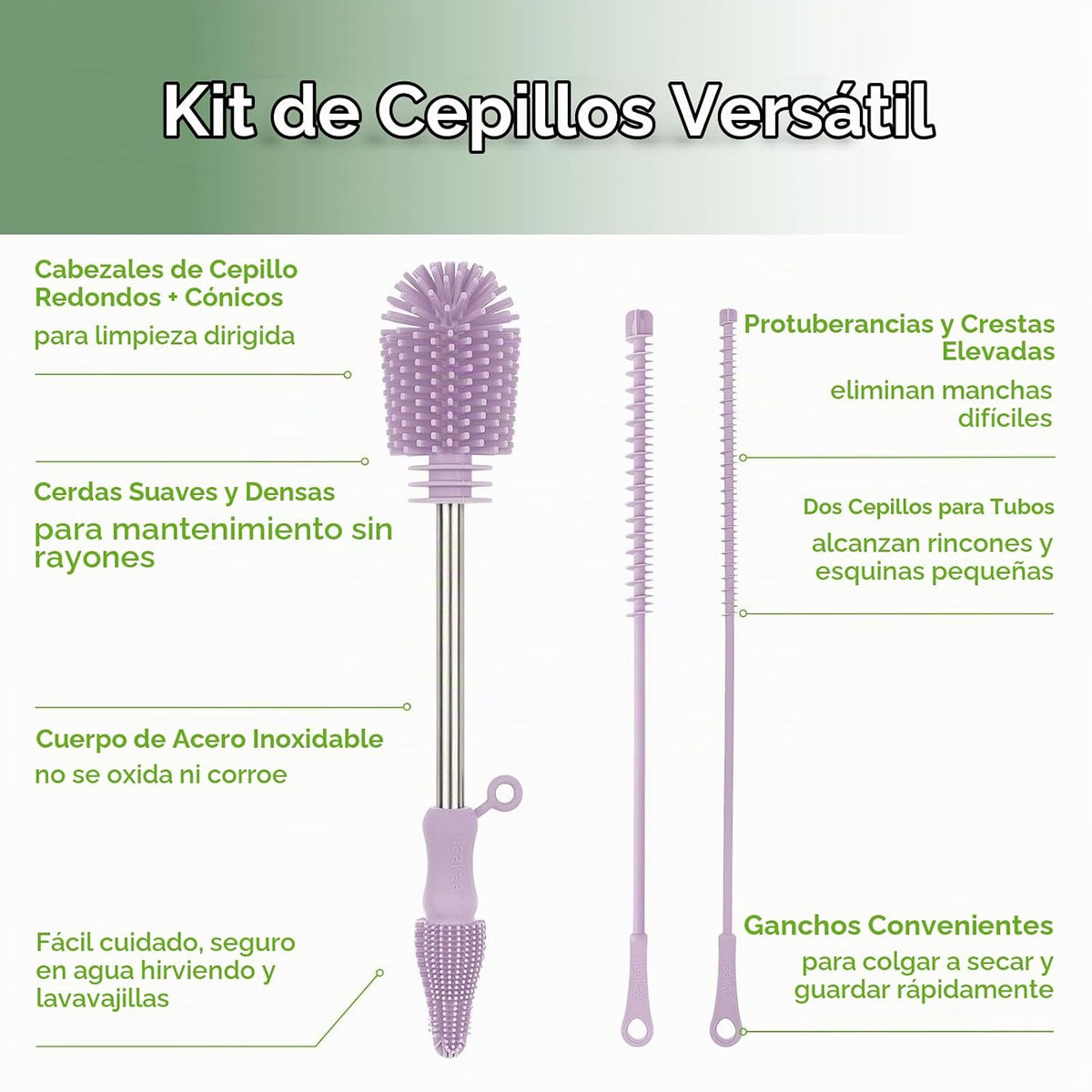 Haakaa Kit de cepillo de limpieza de silicona,Lavanda,Limpiador de...