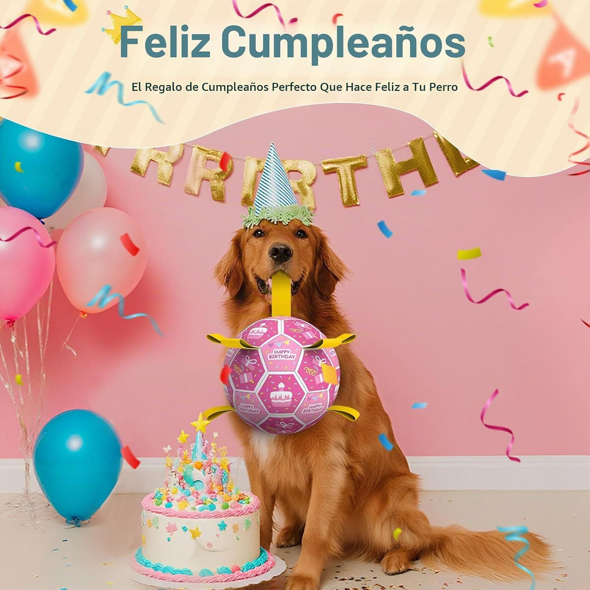 QDAN Juguetes de cumpleaños para perros, juguetes para perros con s...