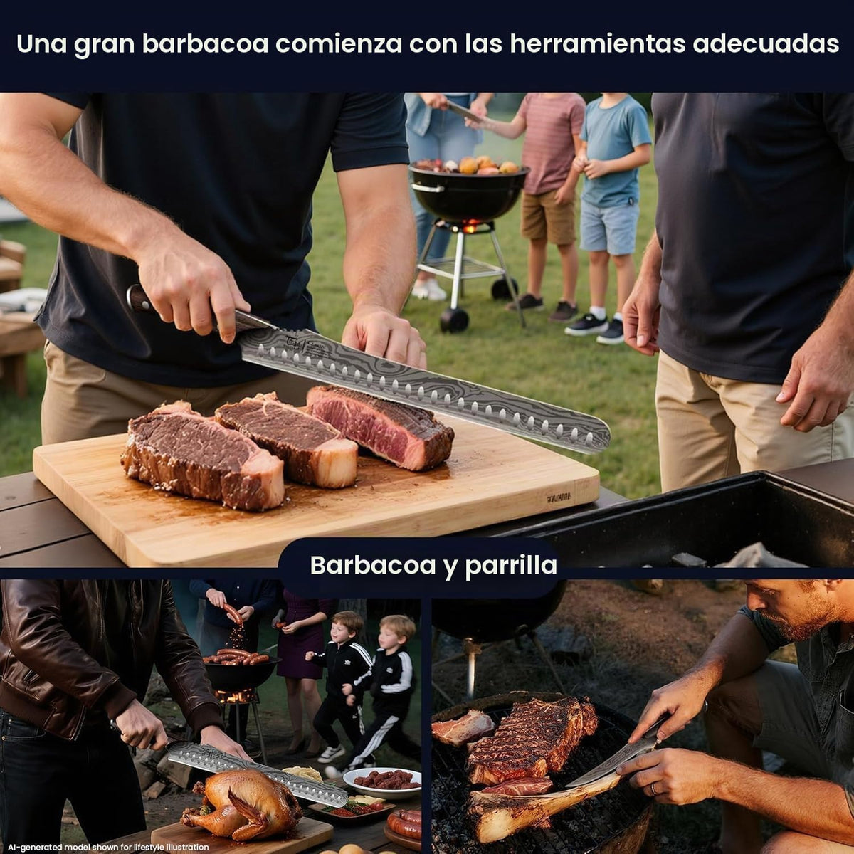SYOKAMI Juego de cuchillos para rebanar brisket, cuchillos de trinc...
