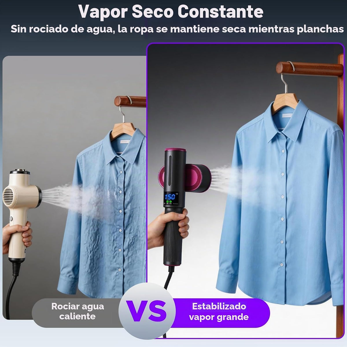 Vaporizador de viaje para ropa, plancha de vapor 2 en 1 y vaporizad...
