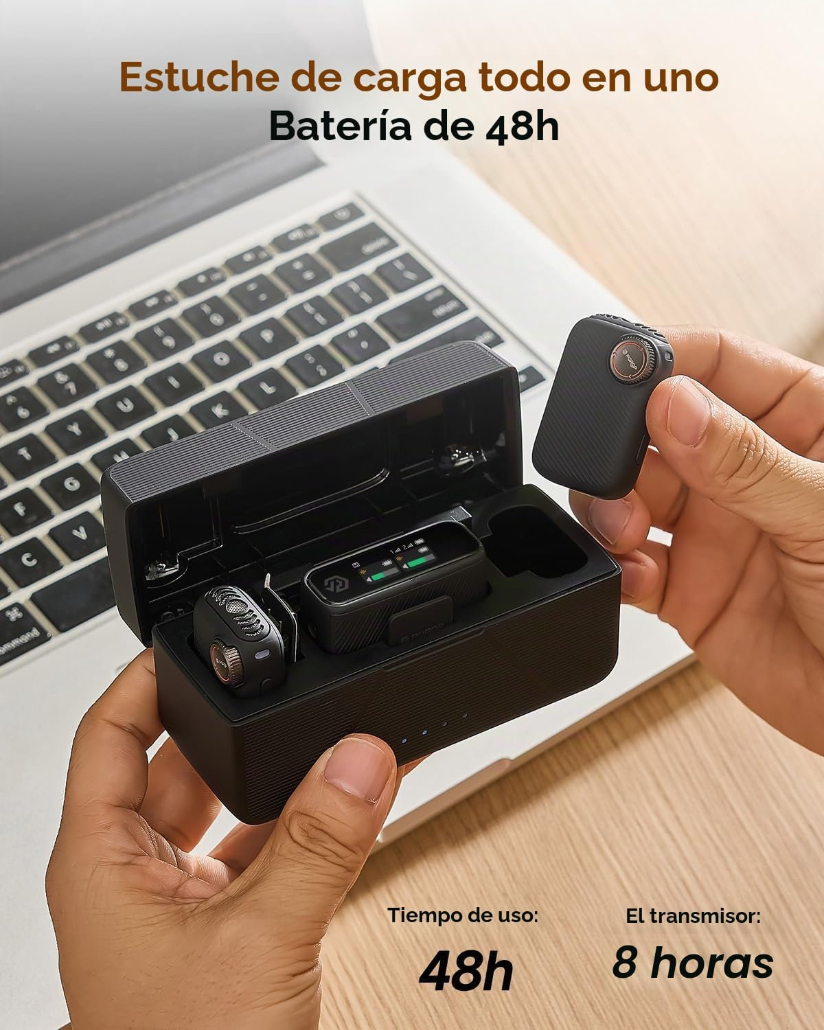 PQRQP Micrófono S20 (2 TX + 1 RX + funda de carga), mini micrófono...