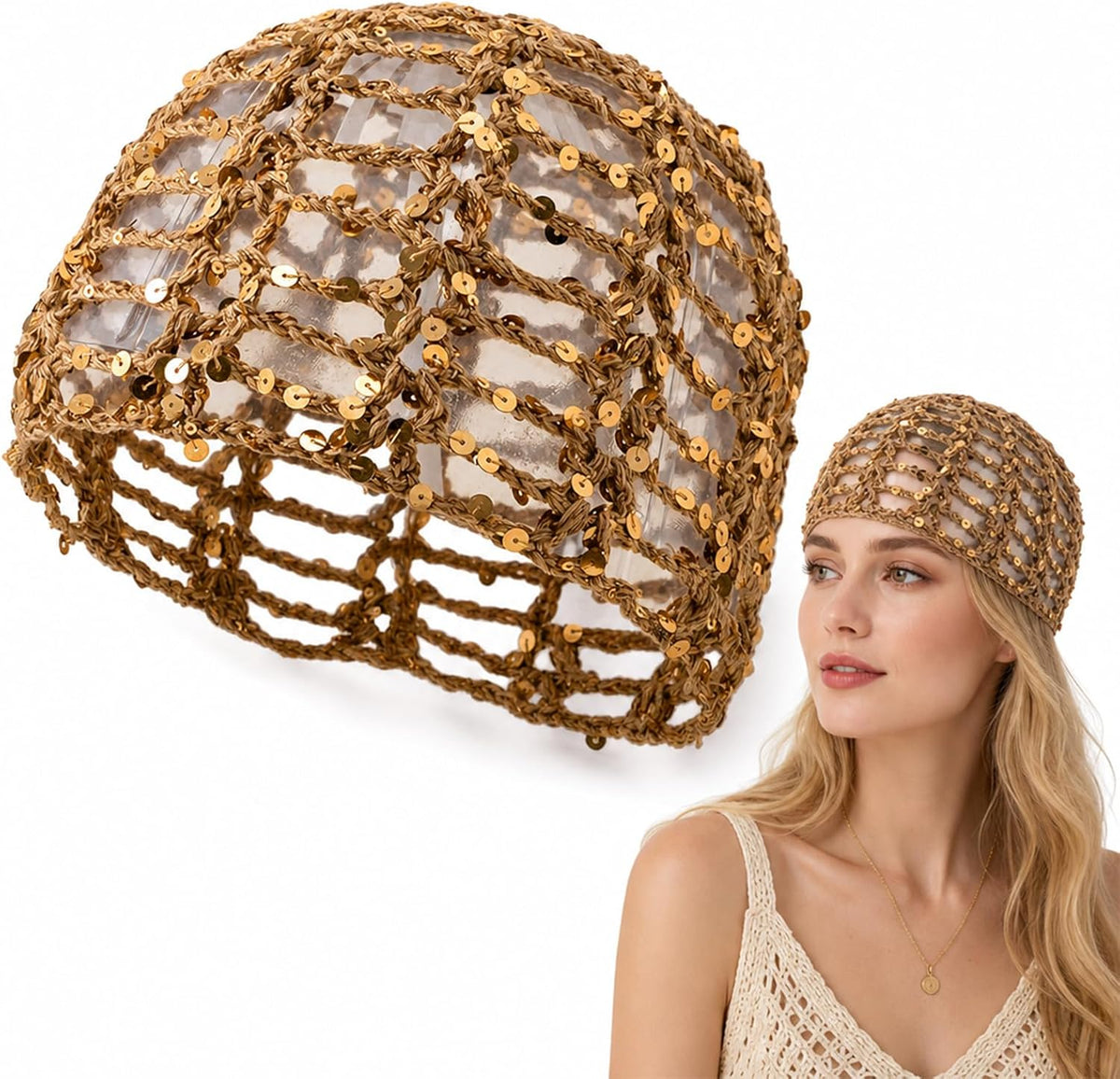 Gorra de ganchillo, gorra de calavera de ganchillo, sombrero de gan...