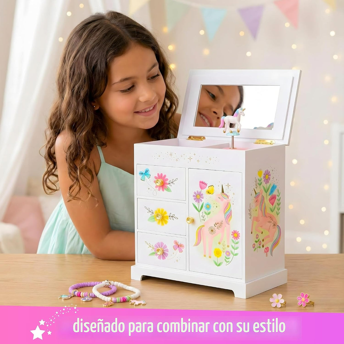 Joyero musical de unicornio para niñas, juguetes de unicornio para...