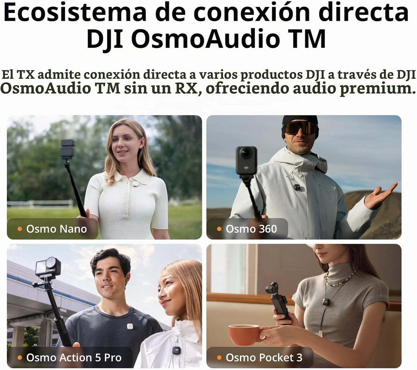 DJI Micrófono 2 (1 TX + 1 RX), micrófono inalámbrico con cancelació...